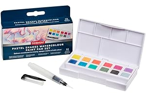 DERWENT Pastel Shades - Palette de Peintures Aquarelles avec 12 Demi-Godets de Peinture, Idéale pour la Peinture style Gouache, Qualité Professionnelle, Format Voyage, 2306247