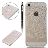 iPhone SE Hülle, iPhone 5S Hülle,iPhone 5 Hülle,SainCat iPhone SE/5S/5 Silikon Hülle Transparent Handyhülle Karikatur Muster Gel Schutzhülle [Kratzfeste, Scratch-Resistant] Ultra Slim Dünn Weichem Handytasche Weich Flexibel Silikonhülle TPU Durchsichtig Crystal Clear Schutz Handy Hülle Backcover Case Tasche Etui Bumper für Apple iPhone SE/5S/5 (Weiß Sonnenblumen)