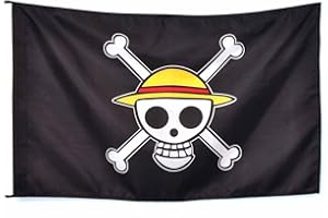 COSPLAYSTUDIO One Piece Flag with Jolly Roger | Flag of the Straw Hat Band by Monkey D. Ruffy | 97 x 64 cm