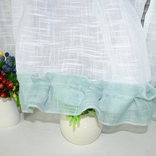 1er Pack Landlich Bistrogardine Küchengardine Fertiggardine Scheibengardine Garn, BxH 90x45cm, Blau - 3