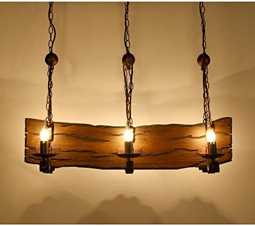 BJVB Retro Iron Antique Wooden Coffin Candle Lamp Living Room Clothing Shop Chandeliers