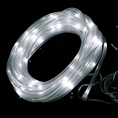 CA Solar Rope Tube Lights Led String Strip Waterproof Outdoor Garden 10M 100Leds Christmas lights,Outdoor Rope Lights, Perfect for Christmas, Wedding, Party (White)