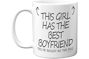 STUFF4 Anniversary Mug for Her - This Girl Has The Best Boyfriend Mug - Novelty Birthday Cute Girlfriend Gifts, Valentines Gifts for Her, Valentine Mug, 11oz Ceramic Dishwasher Safe Coffee Mugs