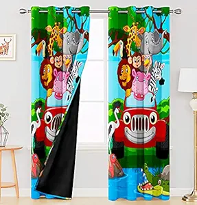 Ultimate Trends Premium Polyester Floral Printed 90% Room Darkening Curtains for Window, 5 feet, Pack of 2 Piece ,Multicolor, (UTCR-1476_BC_F)