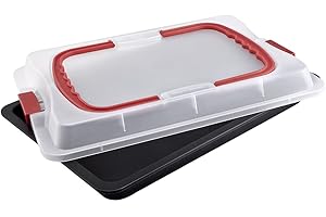 Dr. Oetker 1012 Blacha Do Pieczenia Z Pokrywą Transportową, Stal Nierdzewna, Tworzywo Sztuczne, Czarny/Czerwony, 29 x 42 x 5 cm