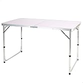 AKTIVE Mesa plegable, Gris, 120 x 60 x 54/60/70 cm, Altura ajustable, Topes antideslizantes, Soporta 30 kg, Cierre seguridad,