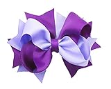 PrettyBoutique 5.5 Inches Girls 2 Colours Large Grosgrain Hair Bow Alligator Clip (Purple/Lilac)