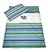 HEARTS 4 PCS BABY BEDDING SET - DUVET & DUVET COVER + PILLOW & PILLOWCASE (9. Navy strips / white)
