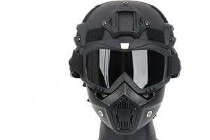 QJYZHAN Casque Tactique Airsoft Fast avec Rail Iatéral Et Montage Nvg, Masque Airsoft Intégral, Lunettes Antibuée Amovibles, Halloween CS Game Cosplay Tactical Guard Gear