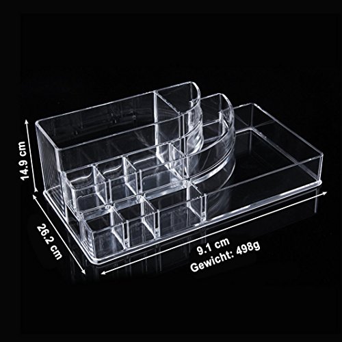 MelodySusie® Acryl Schmuck und kosmetische Speicher-Make-up-Organizer – Transparenz Qualitäts-Acrylmaterial Kosmetische Organizer mit 10 Fächern … - 2