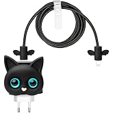 Black Cat Charging Head 3D Animation Charging Head and Cable Protective Set compatible with CONSTRAIN iPhone 18W/20W