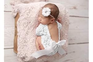 IKASUS Baby Photo Shooting Costumi,Accessori di scena fotografici neonati,Baby Backless Pizzo pagliaccetto vestiti foto abbigliamento bambino abbigliamento set per bambini foto fotografia accessori stile A: