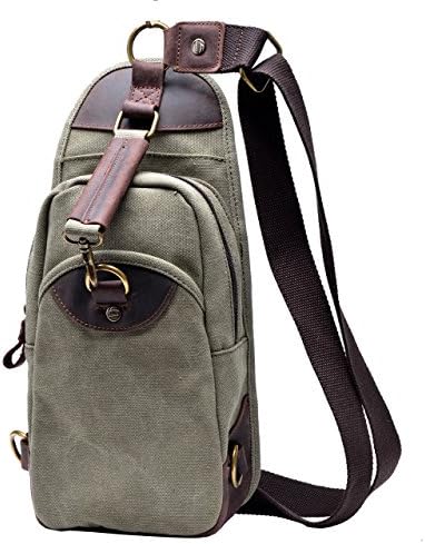 Canvas Sling Bag Chest Pack Shoulder Backpack Casual Daypack, 28 cm, 15 Litre, Army Green