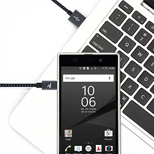 Micro USB Kabel Nylon 2m - RampowÂ® 2A [ Micro USB Schnellladekabel ] geflochtenes Ladekabel - Lebenslange Garantie - High Speed Sync und Ladekabel fÃ¼r Android Smartphones, Samsung Galaxy, HTC, Huawei, Sony, Nexus, Nokia, Kindle und mehr - Space Gray