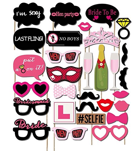 Veewon 30 Stück Fotorequisiten Junggesellinnenabschied Photo Booth Props Girls Night Out Spiele Junggesellinnenparty Partei Bevorzugungen Dress-up Zubehör Fun Dekoration