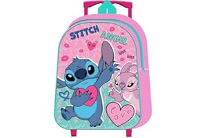 TOP LINEN (NW) LTD Top Linen Kids Travel Trolley Backpack - Wheeled Suitcase Rucksack Bag - Children Favourite Characters Foldable Carry-on Luggage Carrier Bag - Standard Stitch Pink Trolley