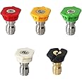 Stone Banks 5 Quick Connect Nozzles for Wilks-USA/ P1/ Hyundai/RocwooD Petrol Pressure washer, 5 Nozzle Tips for 1/4'' Quick Connector electric Pressure washer 180Bar 3950PSI Max