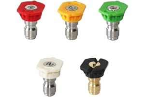 Stone Banks 5 Quick Connect Nozzles for Wilks-USA/ P1/ Hyundai/RocwooD Petrol Pressure washer, 5 Nozzle Tips for 1/4'' Quick Connector electric Pressure washer 180Bar 3950PSI Max