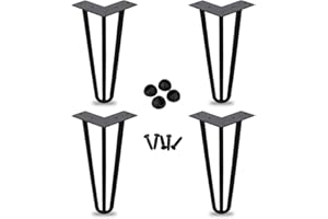 ‎ANSOBEA Ansobea Hairpin Legs tischbeine Metall schwarz Tischkufen Haarnadel Tischbein 12 mm, Hairpin Legs aus Stahl, 3-Stange Bein, 15 cm 4 Stück