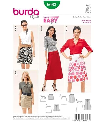 Cartamodello New Look Per Gonna Svasata - Taglie 10-22, Con Tasche E 3 Lunghezze - Foto 13