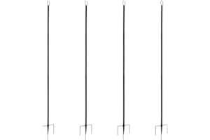 Beaudreaul Lichterkettenstangen 4 Stück Außen hängende Lichtstangen 3m Metallstangen mit Haken, U-förmige String Light Poles Tragfähigkeit 5kg, für Weihnachtsbeleuchtung, Fahnen, Partys, Hochzeit usw