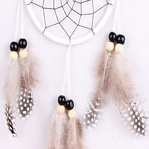 LUFA Kreis Traumfänger Federn Wand hängende Dekoration Auto-Verzierung Weiß&35cm - 2