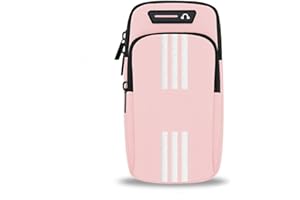 CRSUSUKJ Armband Armtasche,Sportarmband Mit Kopfhörer Tasche Sportarmband Handytasche Sport, Handyhülle Running Armband, Umhängetasche Gürteltasche Reisepass Brieftasche mit Kopfhörerloch (Rosa)