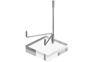 BTSKY Cavalletto per espositore con braccio in metallo argento regolabile di medie dimensioni con base quadrata in acrilico, espositore per monete in corallo fossile agata minerale roccia geodi