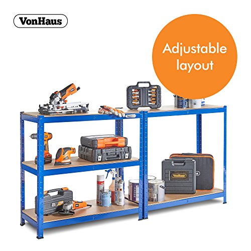 VonHaus 1,8 m schweres Stahl & MDF-Regal Fachbodenregal m. 5 Fächern / Werkbank – Massiv 875 kg Kapazität - 4