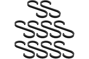 iCovalescent 10 Pezzi Ganci a S, Multifunzione Ganci Appesi S, Ganci a S Neri in Alluminio per Cucina Camera da Letto Bagno Giardino Ufficio(Nero)