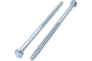 SKIR'CO (15 piezas) Tornillos de madera DIN 571 de acero galvanizado con cabeza hexagonal M8 x 150 mm, tornillos de coach, tornillos hexagonales, tornillos de retardo