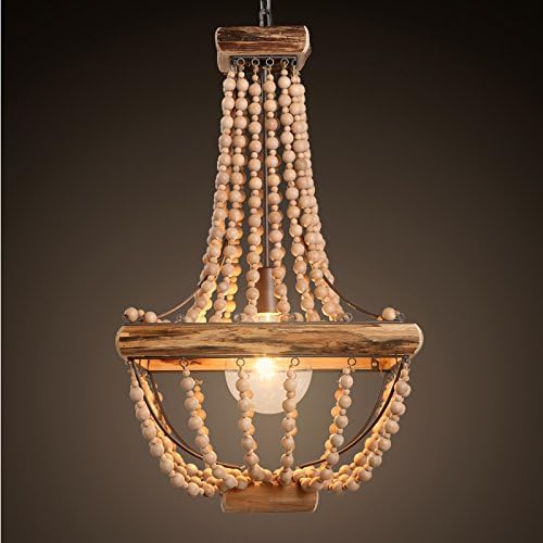MSAJ- Rustic Hand-Beaded Chandelier Garden Wind Creative Cafe Terrace Window Decorative Wooden Chandelier 400*680Mm