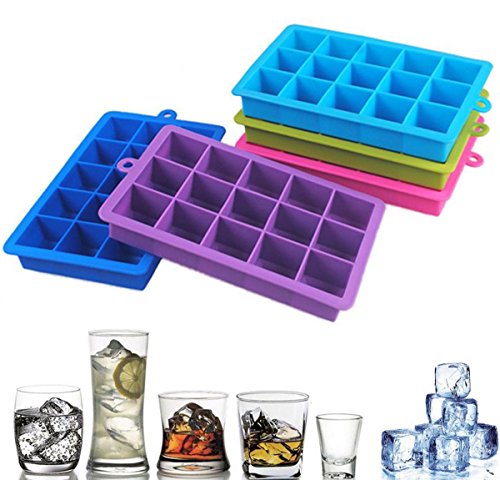 Vpsan 15er Eiswürfelform Pralinenform Schokoladenform aus Silikon für Eiswürfel, Schokolade usw,3,3cm Eiswürfel(Rot) - 6