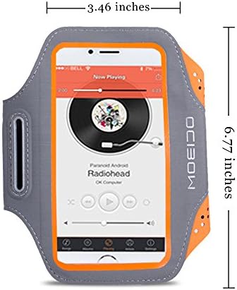 Sweatproof Sports Armband for iPhone X, iPhone 8 Plus/7 Plus/6/6s Plus, MOEIDO Water Resistant Exercise Running Pouch Slim Phone Case with Key Holder for Cycling, Workout, for Android Phones (Fits 5.2"-6.0"), Orange