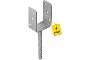 U Pfostenträger - Pfostenanker - Holzverbinder - Balkenschuh U profil - Pfostenträger 80x80 - Pfostenträger zum einbetonieren - Stützenfuß für Zaunpfosten, Holzpfosten, Terrasse, Carport