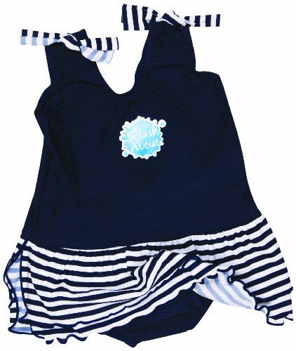 Splash About Girl's Skirt Swimming Costume - 1-2 Years, Navy Blue Stripes