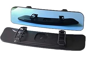 BININBOX Car Truck Universal Rear View Mirror Anti Glare Rearview Mirror Clip on Panoramic Car Interior Wide Angle Rear View Mirror (Blue Mirror/Wider View)