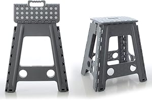 CENTURIUSCUROISTY Super Strong Folding Step Stool Large - 17 Inch Height Anti Slip Top Holds up to 150 Kg, Sturdy and Stable, Perfect Kitchen Step or Bathroom Step