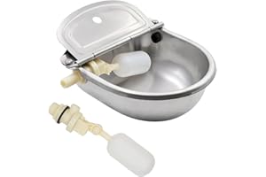 BREUAILY Bebedero Automatico Caballos con 2 Pcs 1/2" Válvula de Flotador Bebedero de Acero Inoxidable con Tapón de Drenaje Cuenco de Agua Automático para Ganado Caprino y Porcino