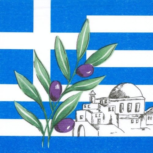 Servietten "GRIECHENLAND / GREECE" (33 x 33 cm / 3-lagig - 50 Stück) XXL - PACK