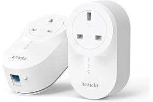 Tenda PH6 AV1000 Passthrough Powerline Adapter Kit with 1 x Gigabit Port (AC Passthrough) for fast & stable network expansion, for 4K/3D/HD Video Streaming and Gaming, UK Plug Version - Pack of 2
