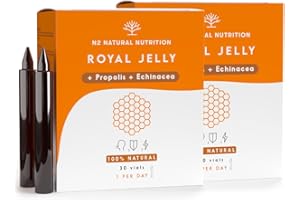‎N2 NATURAL NUTRITION Gelée Royale Pur mit Propolis + Vitamin C + Echinacea. 60 Tage. 2000 MG. Reduziert Müdigkeit und andere Symptome, erhöht Energie, Vitalität und stärkt den Stoffwechsel. CE. N2 Natural Nutrition