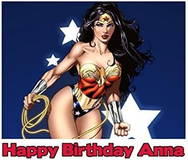 Wonder Woman Superhero Edible Image Photo Sugar Frosting Icing Cake Topper Sheet Personalized Custom Customized Birthday Party - 1/4 Sheet - 76475 by Sweet Custom Cakes