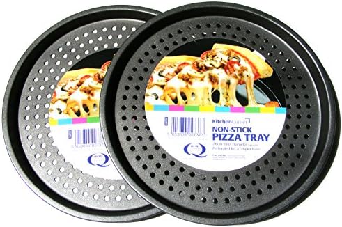 2 x 10 " INCH AERATED PERFORATED PIZZA BAKING TRAY / PAN / TIN - NON STICK - THIN BASE - 26CM