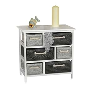 Melko Kommode Weiß + 6 Körben Kinder Schrank Sideboard Badschrank Regal