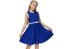 GRACE KARIN Vestito Bambina Senza Manica Abito Elegante con Scollo Rotondo Ragazze 6-14 Anni