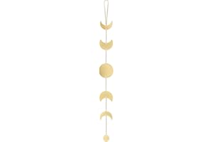 ‎MKOUO Mkouo Mond Phase Girlande Metal Boho Chic Mond Phase Decor Wandbehang Ornamente Apartment Dorm Office Nursery Living Room Bedroom Decorative Wall Art, Gold
