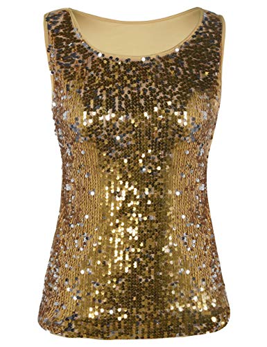 kayamiya Women's Sequin Tank Top Sparkly Vest Party Tunic Top