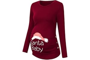 DAY8 Vêtement Femme Enceinte Hiver Pas Cher a la Mode Chemise Femme Enceinte Noël Atuomne Pull Femme Enceinte Manche Longue Printemps Maternité T Shirt Grossesse Tunique Haut Tops Blouse