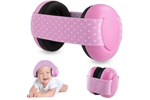 Rutbue Baby Ear Earmuffs,Infant Hearing Protection,Baby Ear Defenders Noise Cancelling,for Sleeping,Toddler Hearing Protection,Adjustable Soft Headband,Newborn Baby Gifts,0-24 Months Baby(Pink)